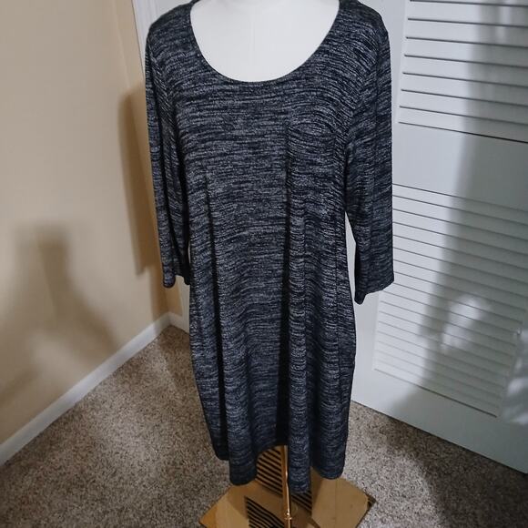 Nina Leonard Large Long-sleeved pockets heather grey A line dress high quality - Picture 3 of 13